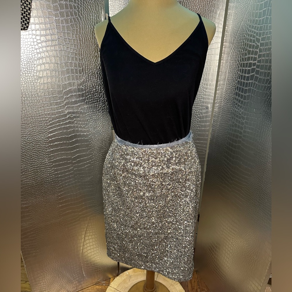 NWT Zadig & Voltaire Sz 34/XS Joan Silver Sequin Skirt Ret $548